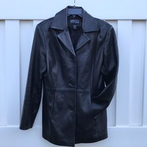 Genuine leather ladies black jacket
